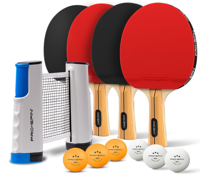 PRO SPIN Portable Table Tennis Set | Premium All-in-One Kit with Retractable Table Tennis Net for Any Table