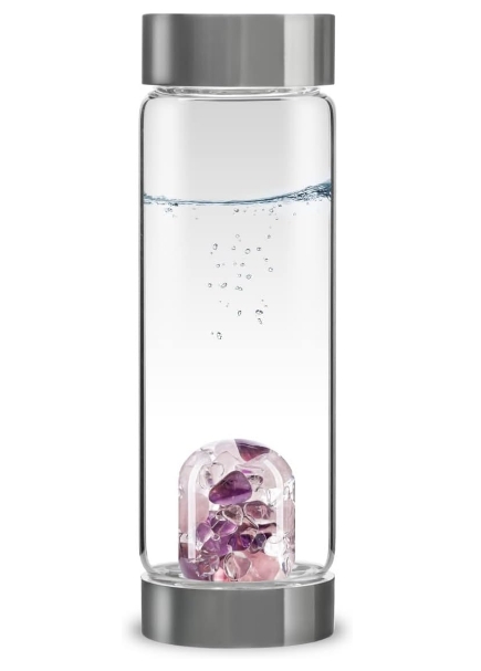 VitaJuwel Crystal Water Bottle with Amethyst, Rose Quartz & Clear Quartz